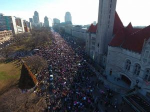 The Women's March on St. Louis began at Union Station.